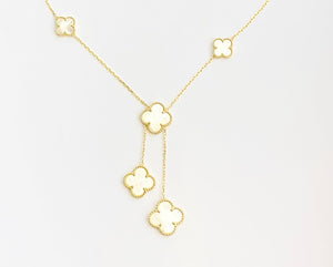 Mother of pearl droplets clover necklace