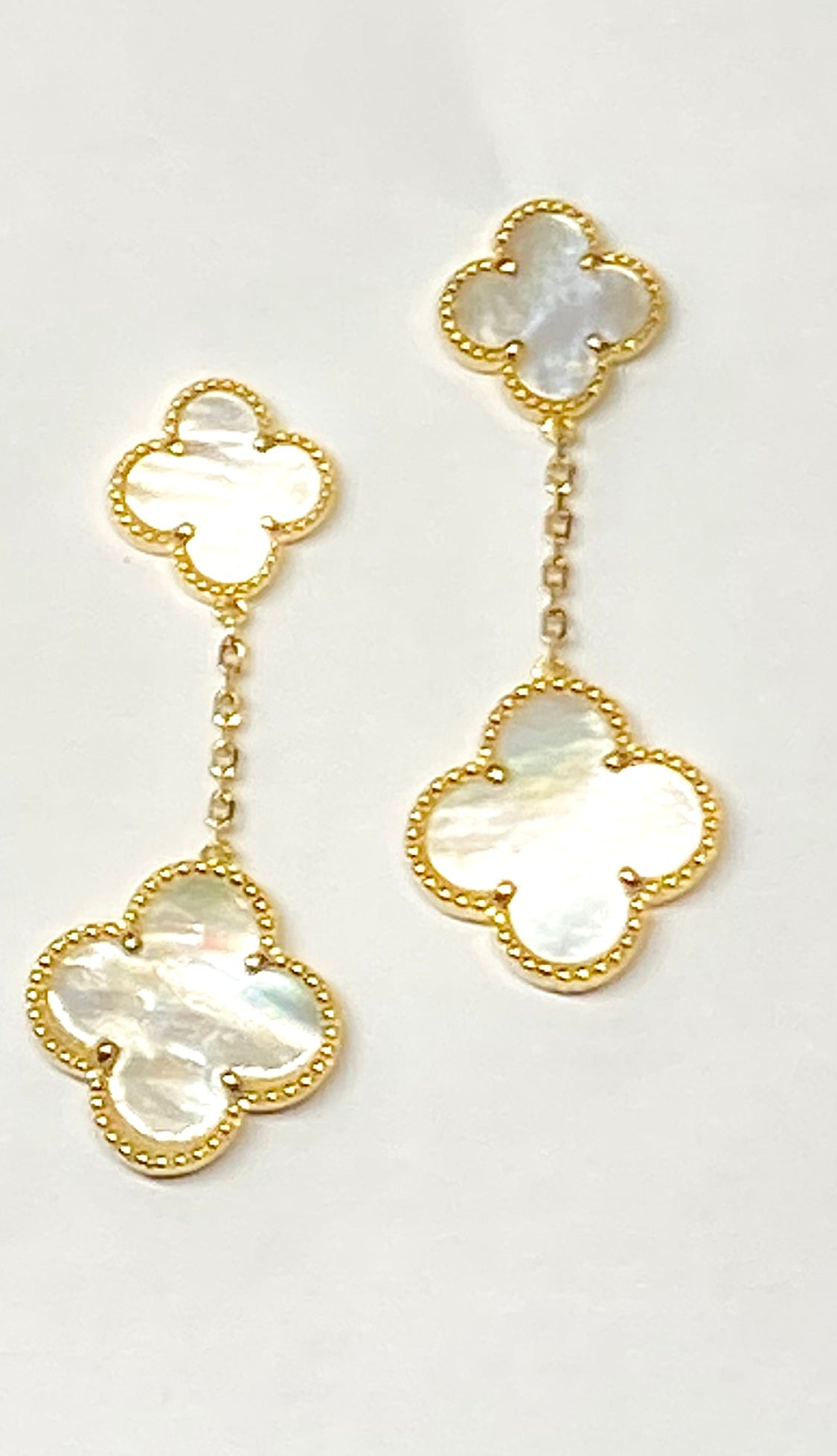 MOTHER OF PEARL CLOVER EARRINGS 001-678-00157 | Parkers' Karat Patch |  Asheville, NC
