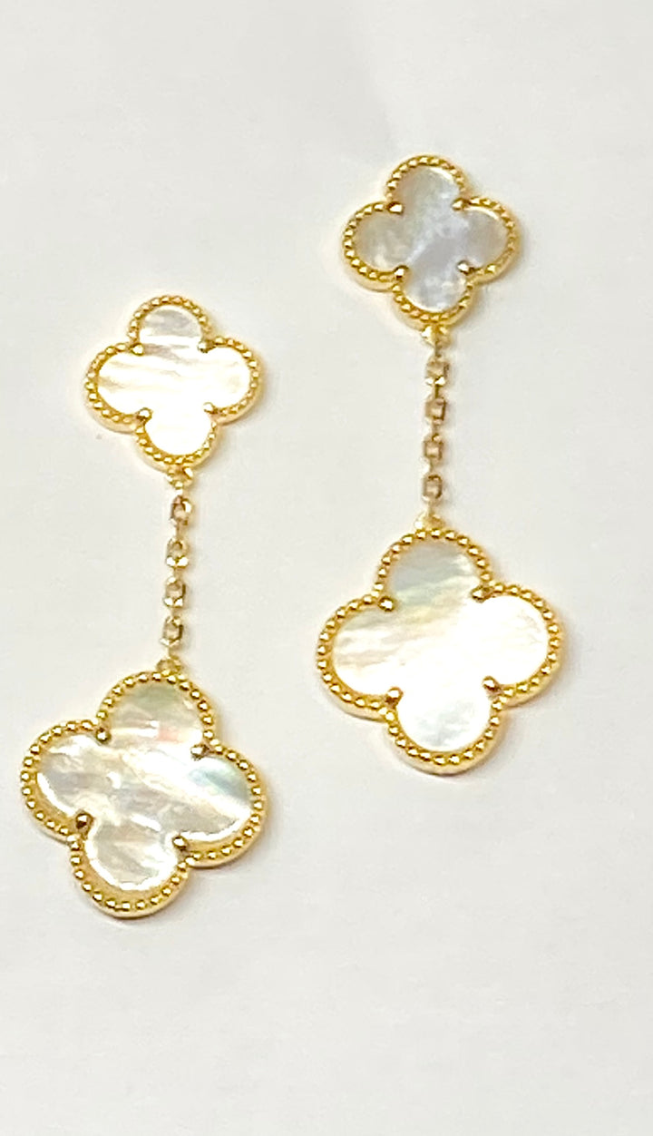 Gold clover drop earrings