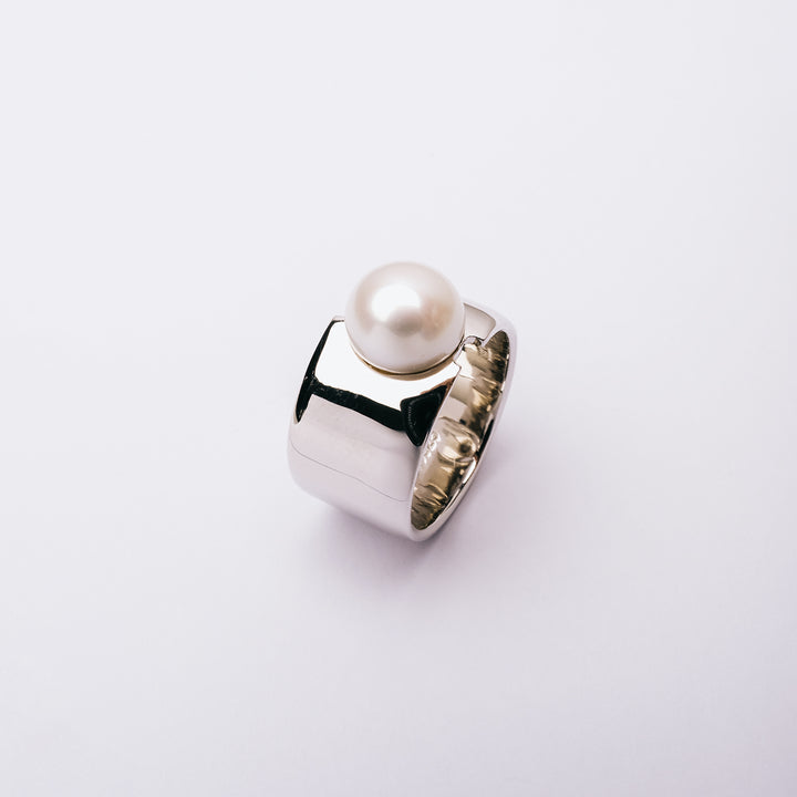 Wide Band Freshwater Pearl Ring