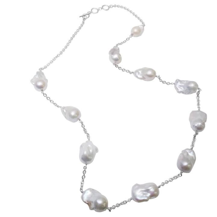 Large baroque pearl in silver chain