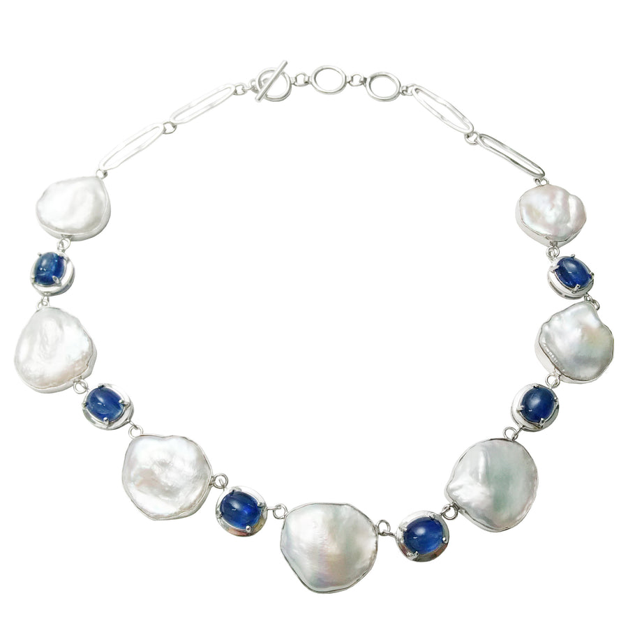 Keshi pearl and kyanite necklace